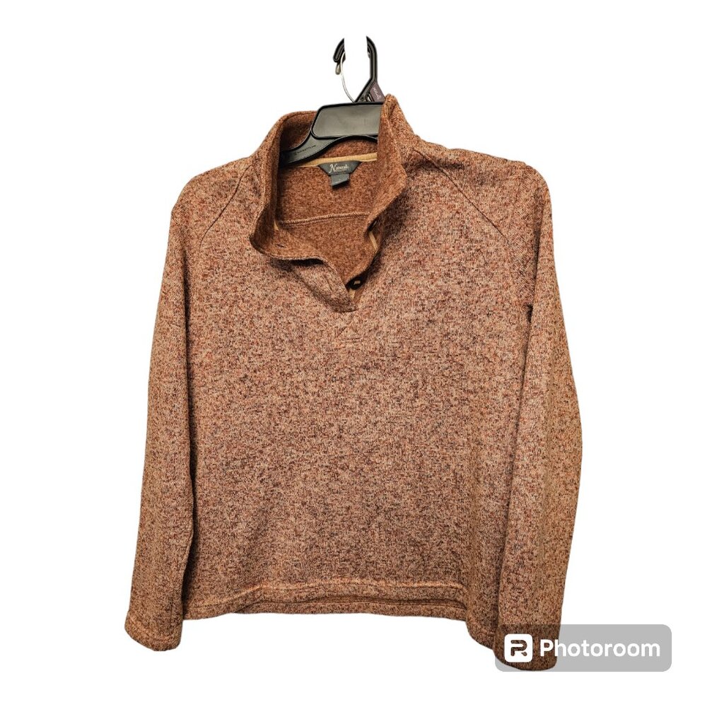 Natural Reflections Sz Large Sweatshirt 1/4 Button Up Pullover Heathered Red‎